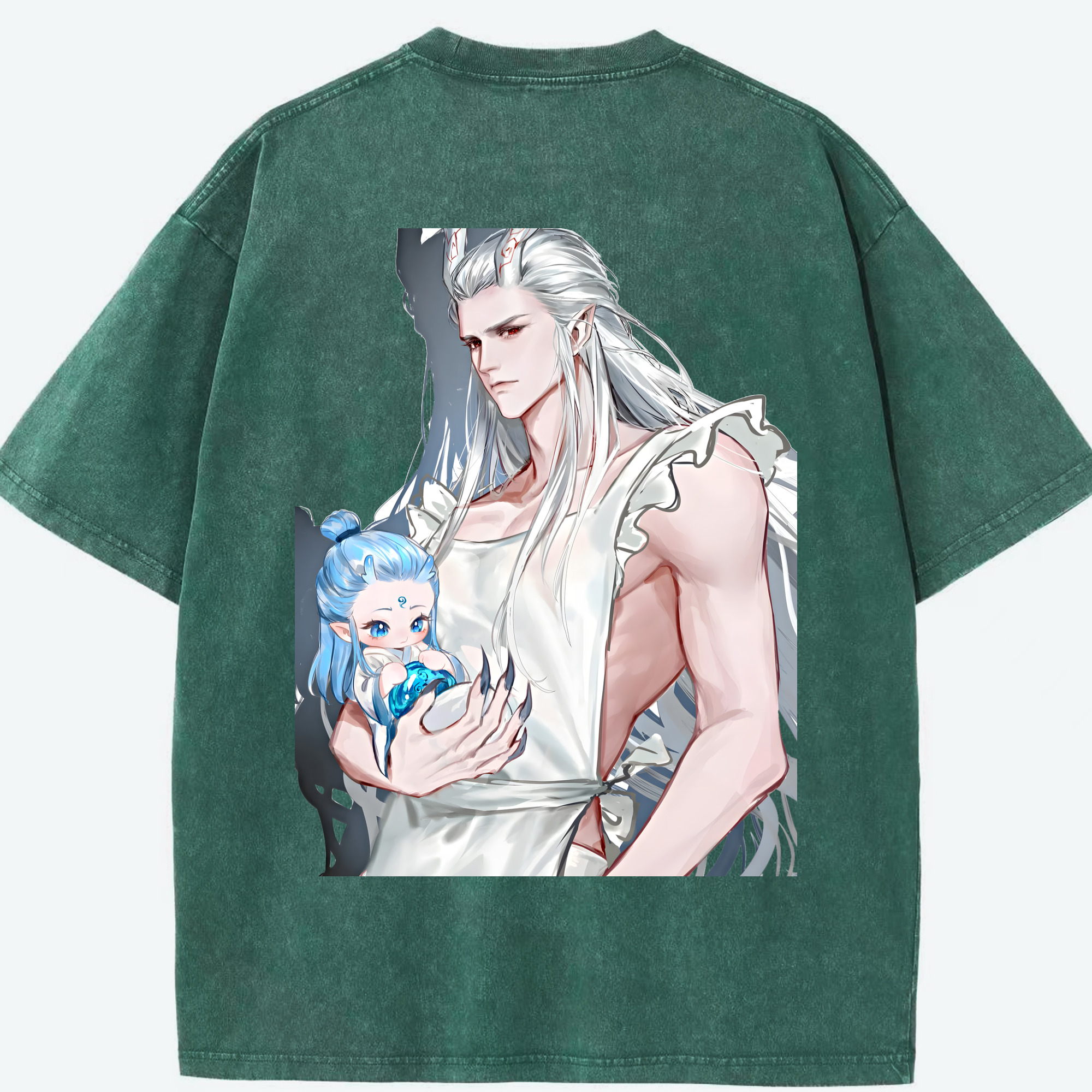 （画像用） Ne Zha 2 ナタ 魔童の大暴れ 綿100% ヴィンテージ風 半袖Tシャツ（背面プリント）